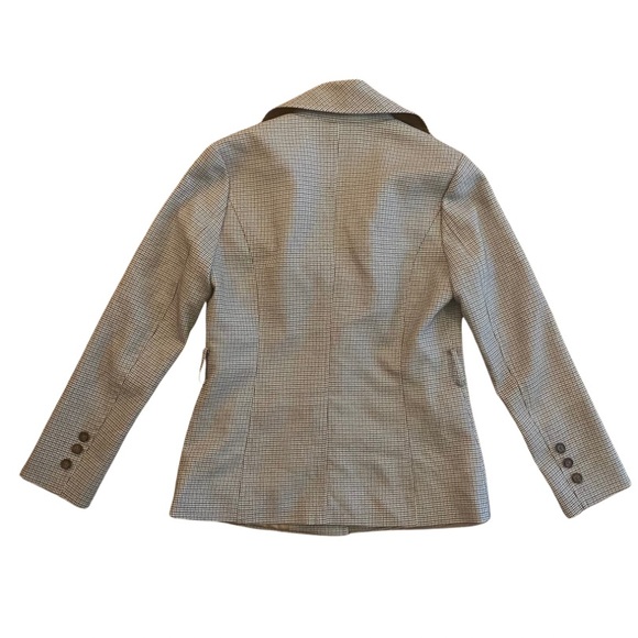 Vintage Green/Brown/White Houndstooth Print Button Down Skirt Suit (Small/Med) - Picture 6 of 12